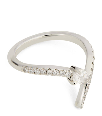 Shop Engelbert White Gold And Diamond Swirl Ring