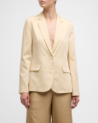 Shop Joseph Belmore Single-breasted Cotton-silk Jacket In Alabaster