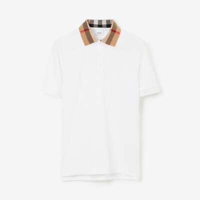 Shop Burberry Cotton Polo Shirt In White