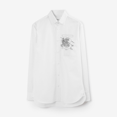 Shop Burberry Ekd Cotton Formal Shirt In Optic White