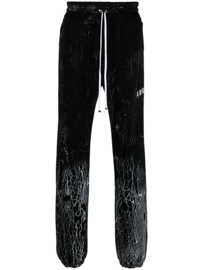Shop Amiri Cracked-effect Drawstring Track Pants In Black