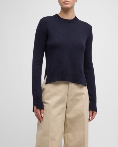 Shop Plan C Slit-side Cashmere Sweater In Navy