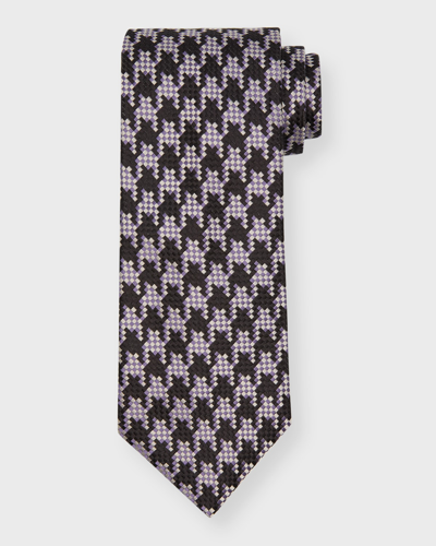 Shop Tom Ford Men's Exploded Houndstooth Silk Tie In Multi Violet
