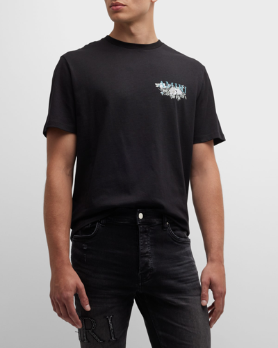 Shop Amiri Men's Floral Logo T-shirt In Black