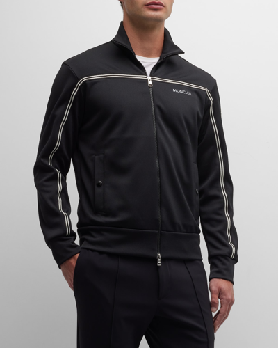 Shop Moncler Men's Triacetate Zip Up Sweatshirt In Black