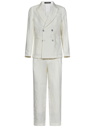 Shop Emporio Armani Double Breasted Tailored Suit In White