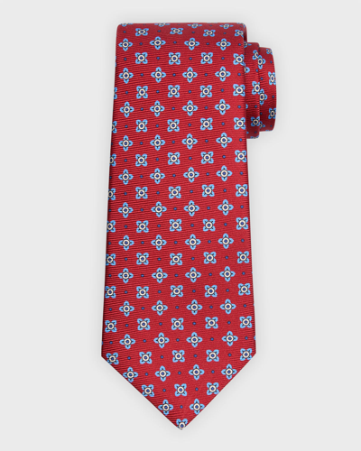 Shop Kiton Men's Floral-print Silk Tie In Red