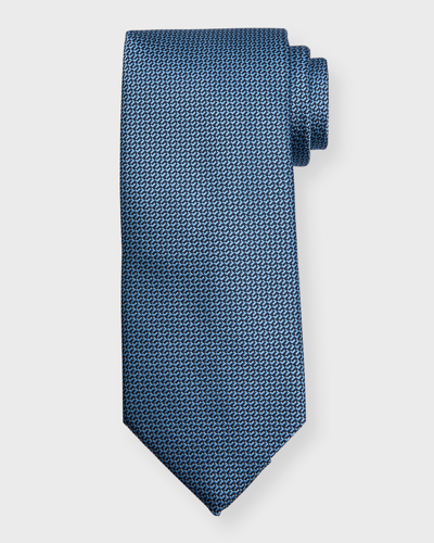 Shop Canali Men's Geometric Jacquard Silk Tie In Lt Blue