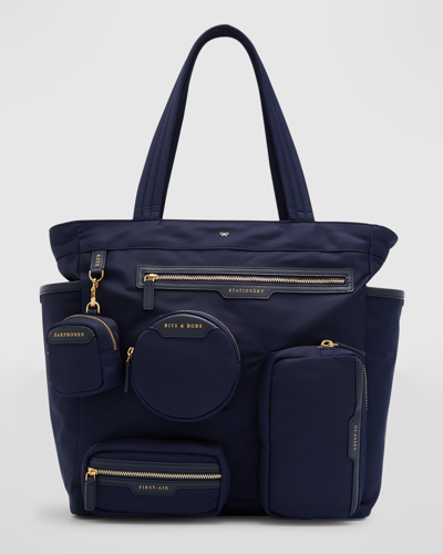 Shop Anya Hindmarch Working From Home Recycled Nylon Tote Bag In Marine