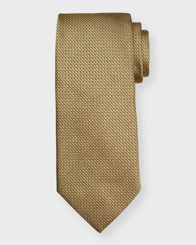 Shop Zegna Men's Geometric Silk Tie In Medium Yellow Fan
