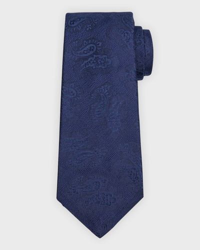 Shop Kiton Men's Paisley Jacquard Silk Tie In Navy