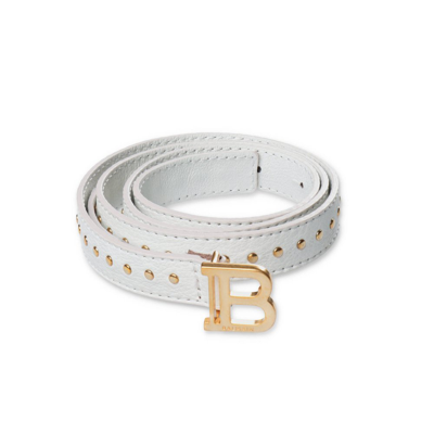 Shop Balmain Kids B Logo Buckle Belt In White
