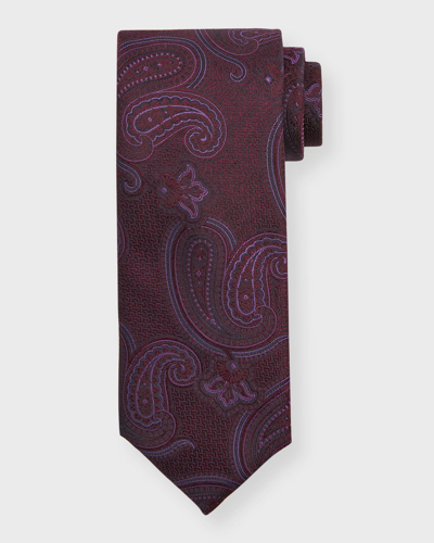 Shop Canali Men's Paisley Jacquard Silk Tie In Red