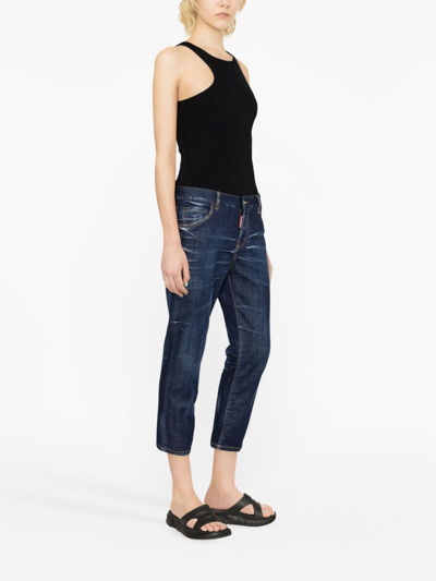 Shop Dsquared2 Cool Girl Cropped Denim Jeans In Blue