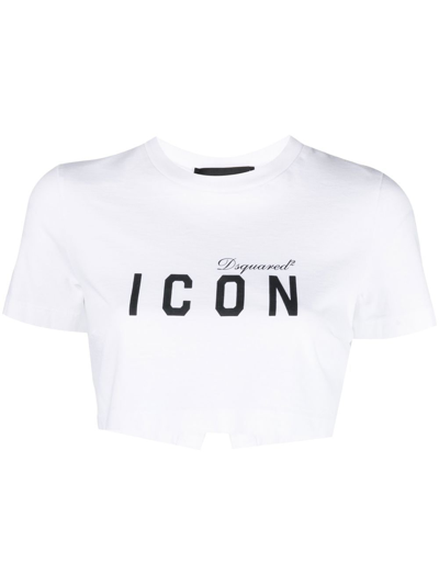Shop Dsquared2 Icon Cropped T-shirt In White