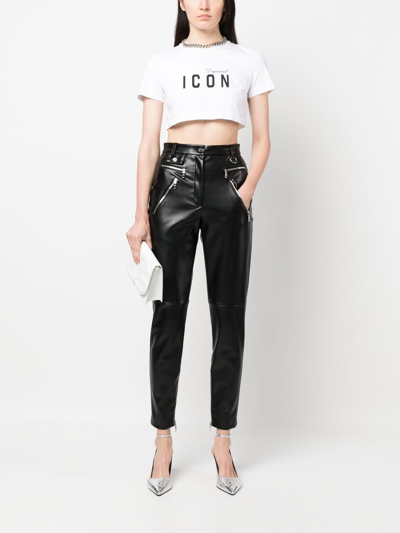 Shop Dsquared2 Icon Cropped T-shirt In White
