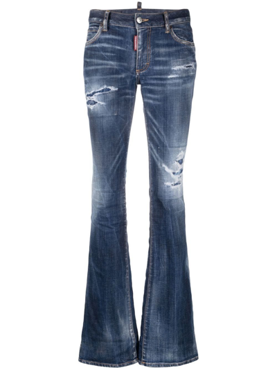 Shop Dsquared2 Flared Denim Jeans In Blue