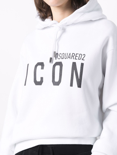 Shop Dsquared2 Icon Cotton Hoodie In White