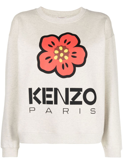 Shop Kenzo Boke Flower Cotton Sweatshirt In Grey