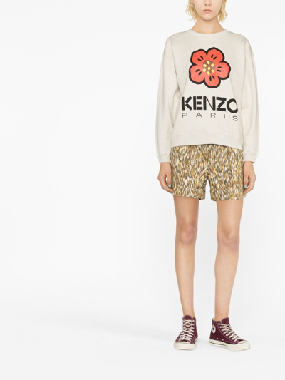 Shop Kenzo Boke Flower Cotton Sweatshirt In Grey
