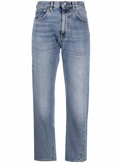 Shop Totême Straight Leg Cropped Denim Jeans In Blue