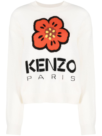 Shop Kenzo Boke Flower Wool Jumper In White
