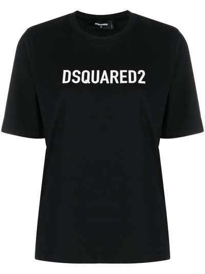 Shop Dsquared2 Logo Cotton T-shirt In Black