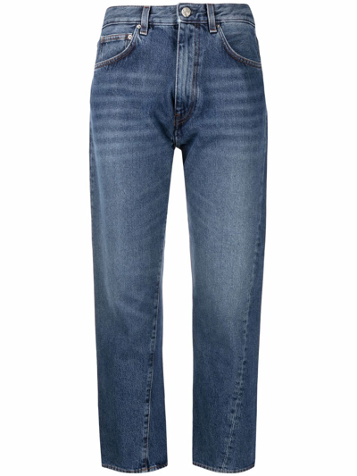 Shop Totême Straight Leg Cropped Denim Jeans In Blue
