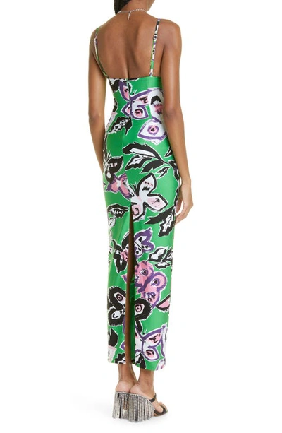 Shop Area Butterfly Print Crystal Detail Maxi Dress In Green Multi