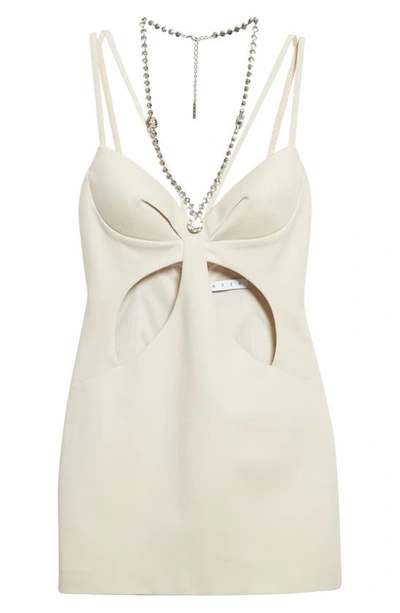 Shop Area Butterfly Crystal Detail Dress In Cream
