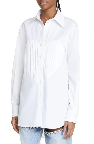 Shop Area Pleated Heart Bib Cotton Tuxedo Shirt In White