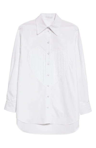 Shop Area Pleated Heart Bib Cotton Tuxedo Shirt In White