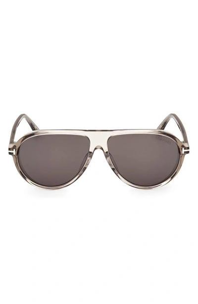 Shop Tom Ford Marcus 60mm Gradient Pilot Sunglasses In Shiny Light Brown / Smoke