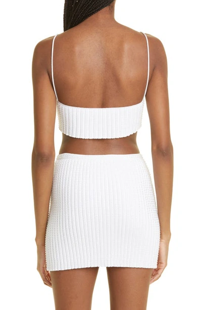 Shop Alexander Wang Clear Crystal Rib Miniskirt In 100 White