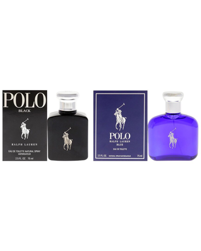 Shop Ralph Lauren Men's Polo Black And Blue 2pc Kit