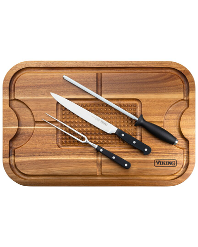 Shop Viking Acacia Oversized Carving Board With 3pc Carving Set In Natural