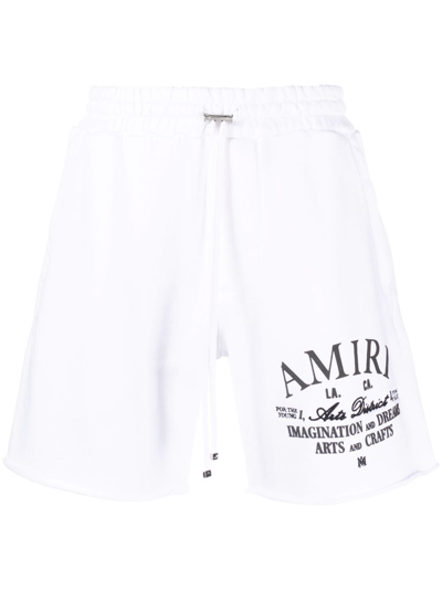 Shop Amiri Logo-print Cotton Track Shorts In White