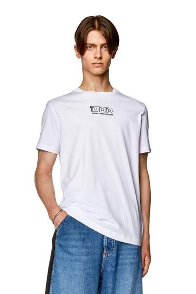 Shop Diesel T-shirt With Embroidered Ddd Logo In White