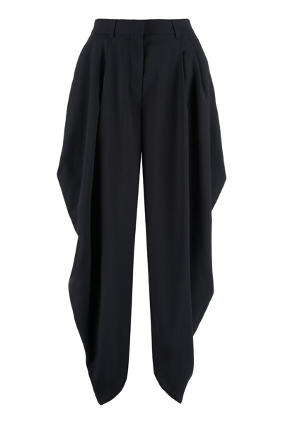 Shop Loewe Draped Pleated Trousers In Black