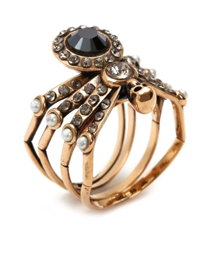 Shop Alexander Mcqueen Spider Ring In Antique Gold In Golden