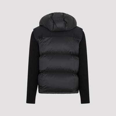 Shop Dunhill Knitted Down Hooded Jacket In Black