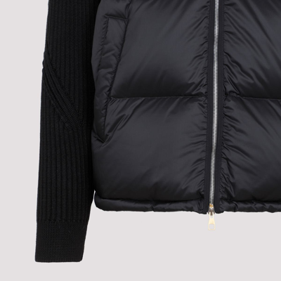 Shop Dunhill Knitted Down Hooded Jacket In Black