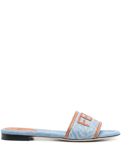 Shop Fendi Sandals In Light Blue