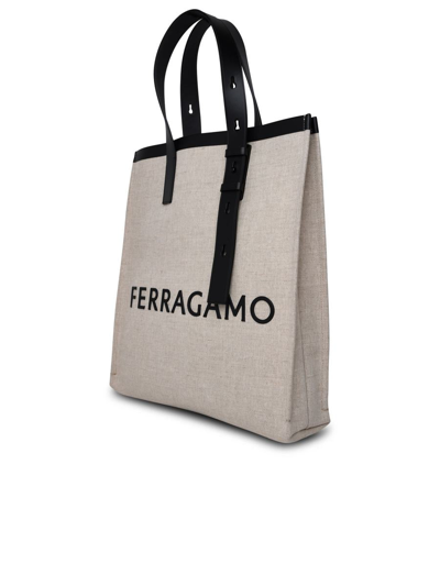 Shop Ferragamo Salvatore  Beige Canvas Bag