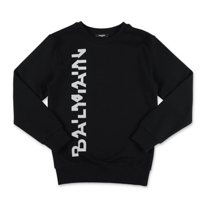 Shop Balmain Kids Logo Printed Crewneck Sweatshirt In Black