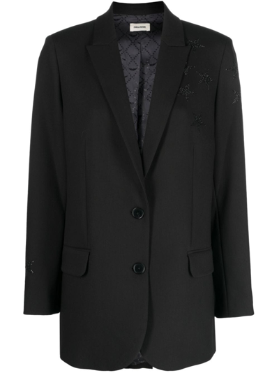 Shop Zadig & Voltaire Single-breasted Studded Blazer In Black