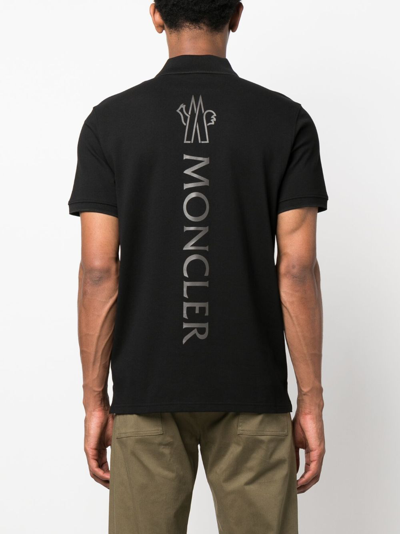 Shop Moncler Logo-patch Cotton Polo In Black