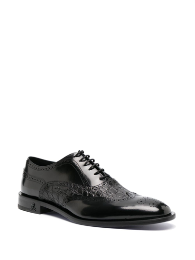 Shop Philipp Plein Leather Derby Oxford Shoes In Black