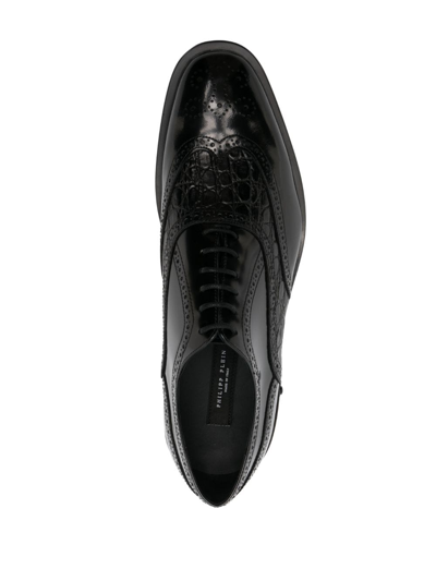 Shop Philipp Plein Leather Derby Oxford Shoes In Black