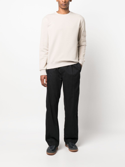 Shop Herno Sleeve Patch-pocket Cotton Sweatshirt In Neutrals